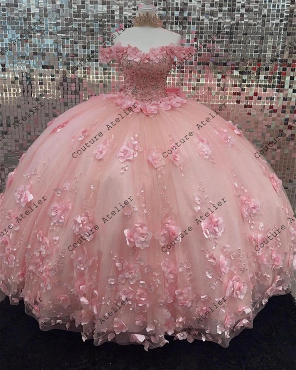 Top Trends: Off The Shoulder Light Pink 3D Flowers 15 Dress Quinceanera 2024 With Bow Ball Gown Quince Dresses Princess Formal Occasion Gown Shoppable Styles - Image 2