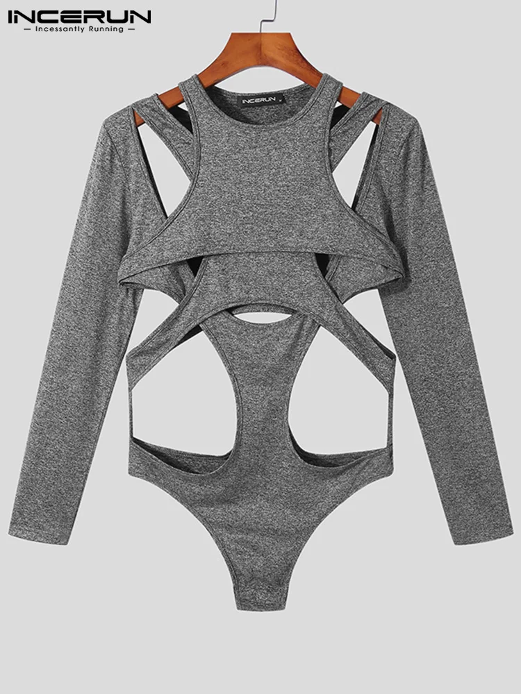 Top Trends: Sexy Leisure Style Loungewear Men's Hollow Onesies Stylish Male Jumpsuit Solid Long Sleeve Triangle Bodysuits S-5XL INCERUN 2023 Shoppable Styles - Image 3