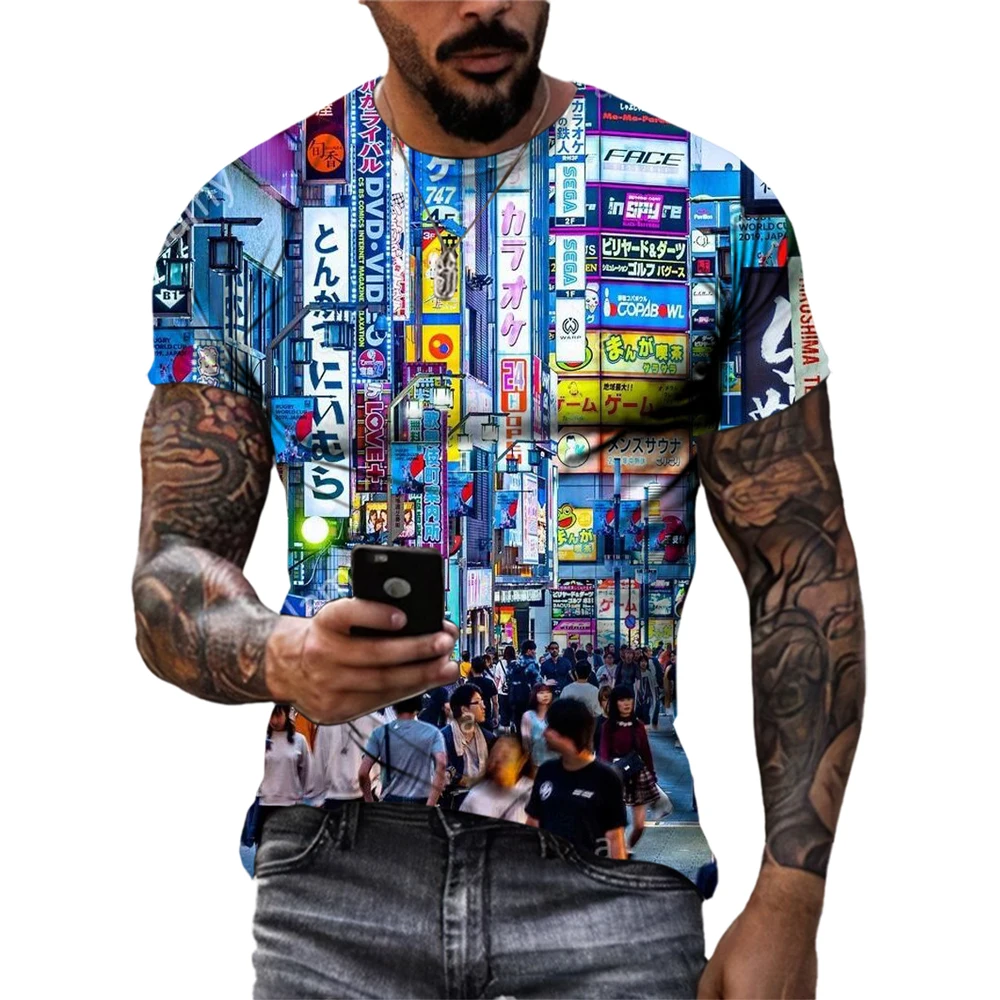 Top Trends: Summer New Hip-Hop Retro Street Print T-shirt Fashionable And Handsome Personality Men's Cool Top Casual Comfortable Trendy Tees Shoppable Styles