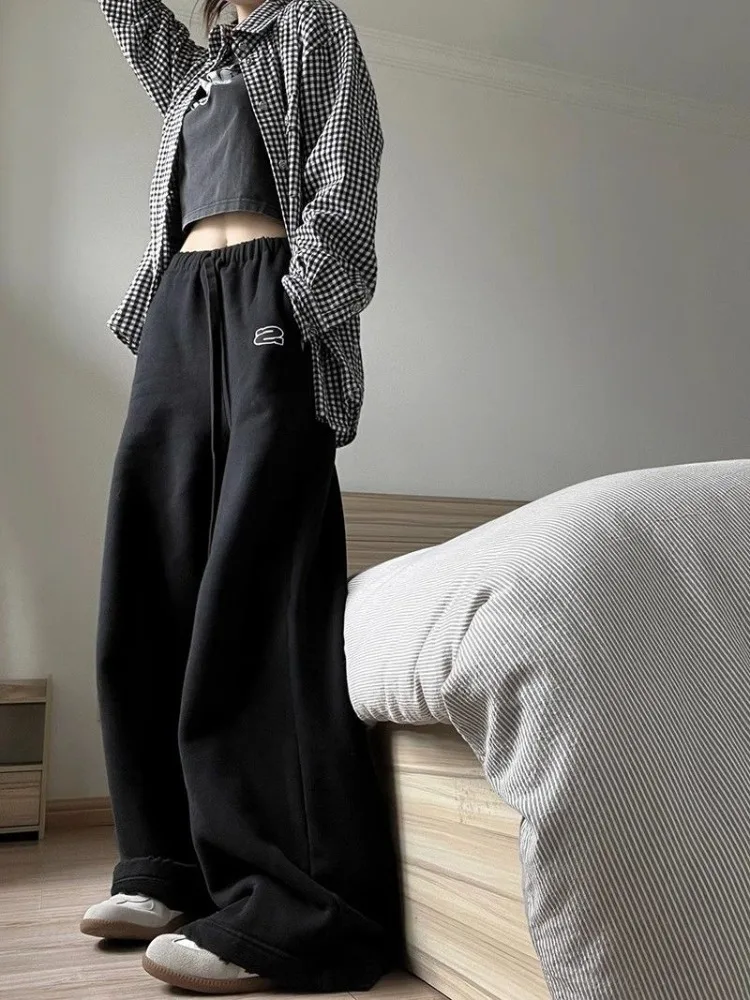 Top Trends: HOUZHOU Black Wide Leg Women Sweatpants Casual Korean Fashion Oversized Trousers Vintage Baggy Sports Joggers Streetwear Gothic Shoppable Styles