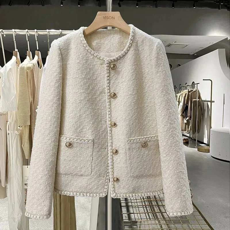 Top Trends: New Spring Autumn Jackets For Women Round Neck Trench Coats Woolen Short Jackets Blazers Office Lady Korean Tweed Jacket Overcoa Shoppable Styles