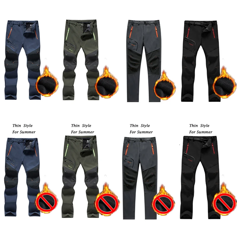 Top Trends: Men Waterproof Outdoor Cargo Pants Fleece Camping Sport Trousers Casual Male Winter Warm Plus Velvet Soft Shell Hiking Pants Shoppable Styles - Image 6