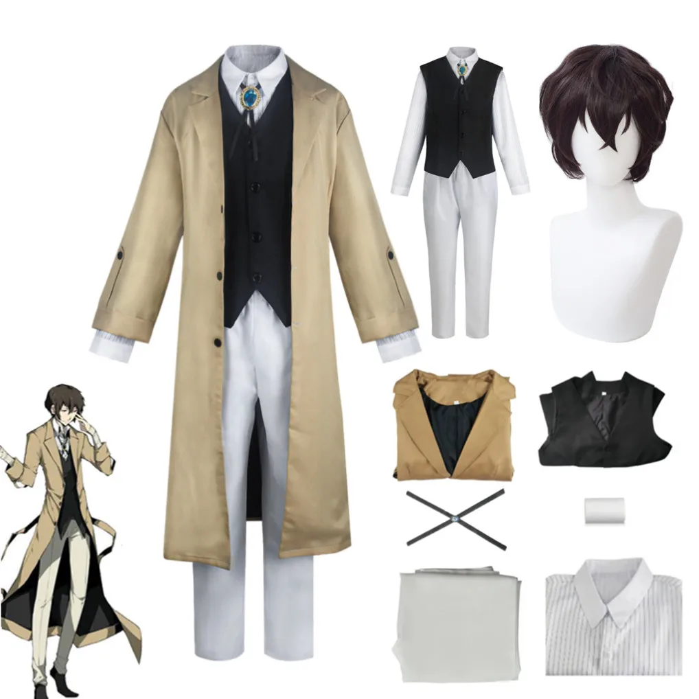 Top Trends: Anime Bungo Stray Dogs Dazai Osamu Cosplay Costume Long Jacket Coat Suit Adult Men Windbreaker Halloween Christmas Clothing Shoppable Styles