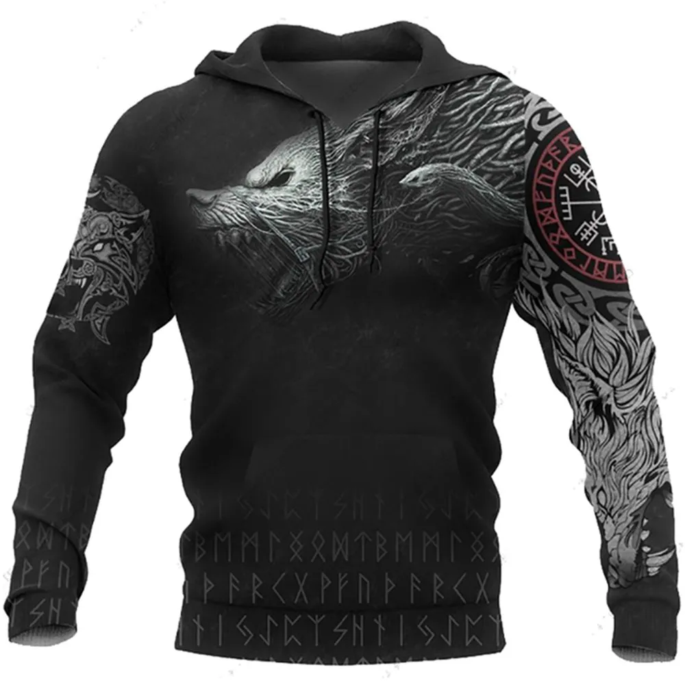 Top Trends: 2023 Fashion Nw Retro Men Hoodies Wolf And Dragon Tattoo 3D All Over Printed Mens Sweatshirt Unisex Vintage Long Sleeves Shoppable Styles - Image 6