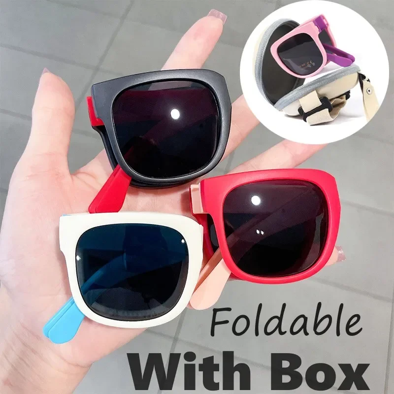 Top Trends: Flexible Children Folding Sunglasses With Box Kids Travel Goggle Shades Trendy UV400 Outdoor Sun Glasses Eyewear For Boys Girls Shoppable Styles