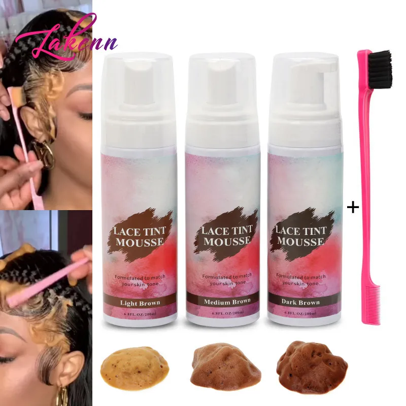 Top Trends: Lace Tint Mousse 1Pcs Lace Tint Mousse 200ML Lace Tint Mousse Dark Brown Medium Brown Light Brown Lace Tint Mousse With Brush Shoppable Styles