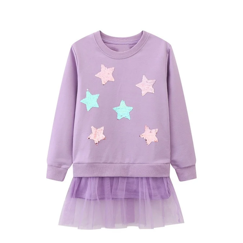 Top Trends: Jumping Meters 2-7T Stars Beading Princess Girls Dresses For Autumn Spring Long Sleeve Party Girls Clothing Cute Baby Frocks Shoppable Styles