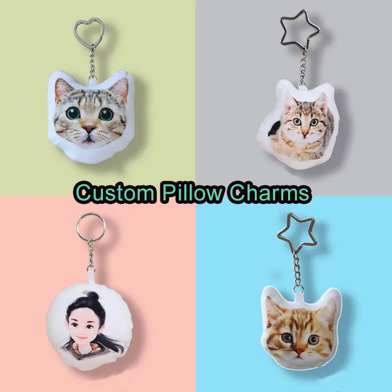 Top Trends: Custom Pillow Keychains Cartoon Cat Photo Car Llavero Customized Anime Charms Personalized Keychains For Women Girl Baby Gift Shoppable Styles