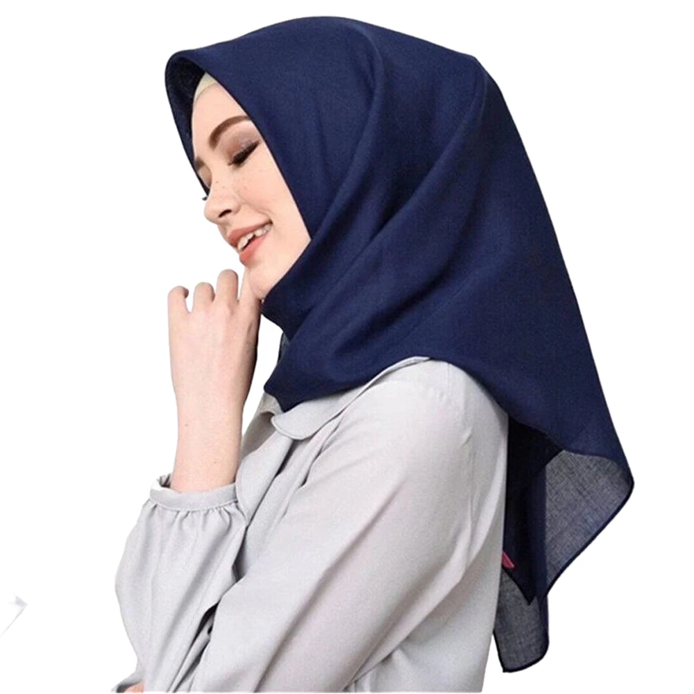 Top Trends: Solid Color Viscose Square Scarf Women Muslim Hijab Soft Shawl Wrap Female Hair Band Headkerchief 110*110cm Echarpe Islam Turban Shoppable Styles