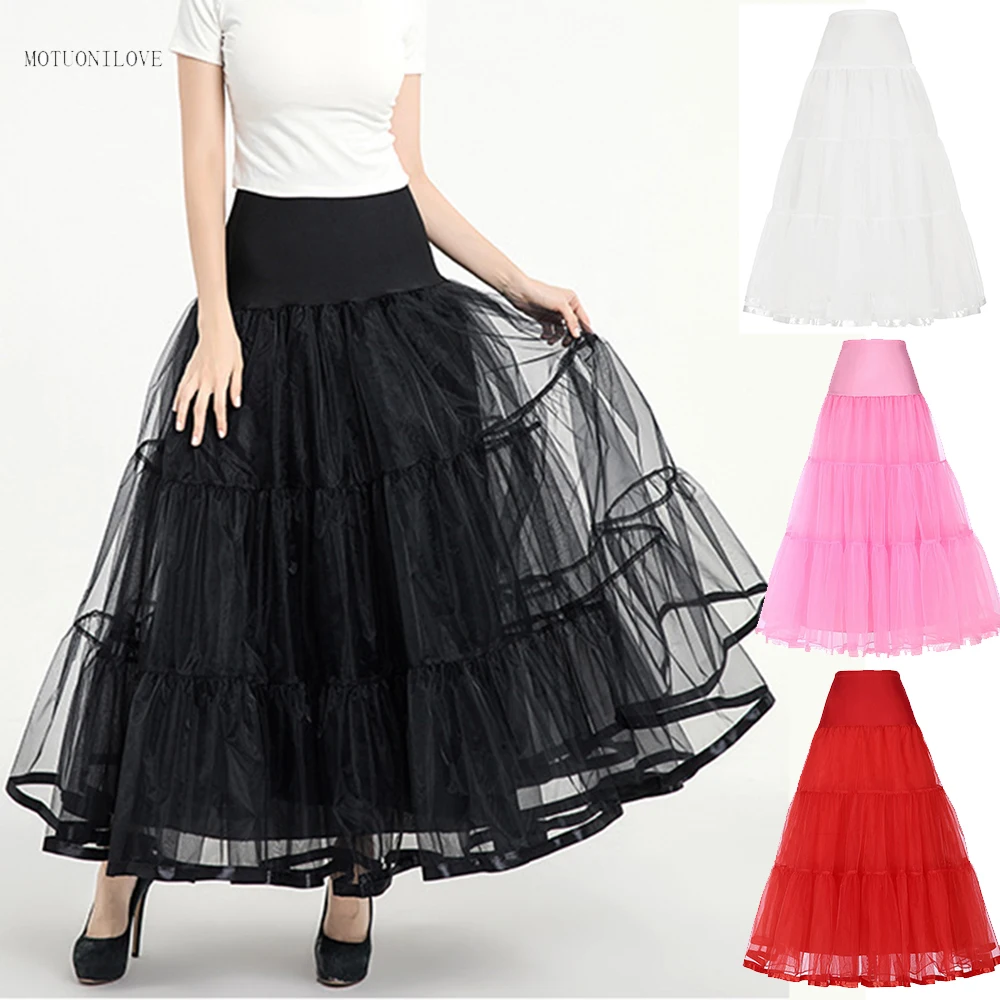 Top Trends: 99CM Free Long Women's 50s Ankle Length Petticoats Wedding Petticoat Slips Crinoline Underskirt For Prom Evening Wedding Dresses Shoppable Styles