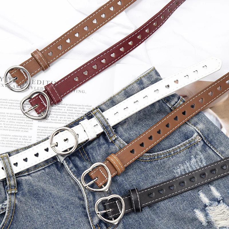 Top Trends: New Fashion Women PU Leather Designer Belt Female Cute Black Harajuku Belt Ladies Pants Party Dress Heart Belts For Jeans Shoppable Styles