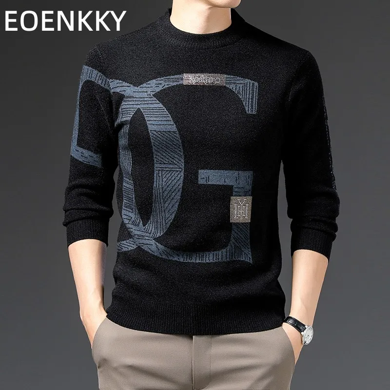 Top Trends: Designer Brand New Men's Knit Pullover Trend O-Neck Embroid Sweater Men Autumn Winter Luxury Quality Casual Men's Knitwear Korea Shoppable Styles - Image 4