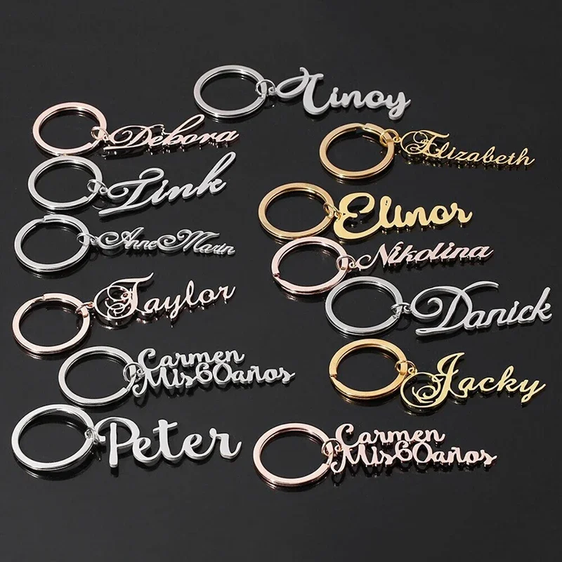 Top Trends: Customized Name Keychain Stainless Steel Personalized Keyring Vertical Pendant Nameplate Boyfriend Gift Family Jewelry Wholesale Shoppable Styles