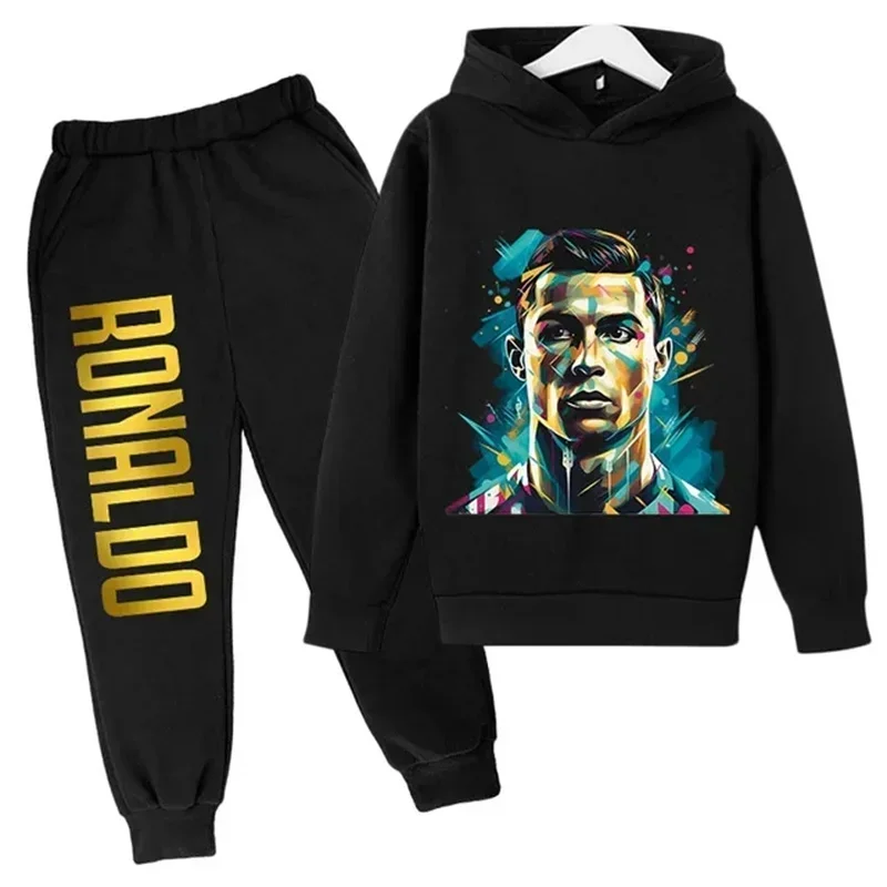 Top Trends: Ronaldo Printed Children's Hoodie Set Autumn And Winter Fleece Hooded Pants Two-piece Sports Casual Children's Clothing Shoppable Styles