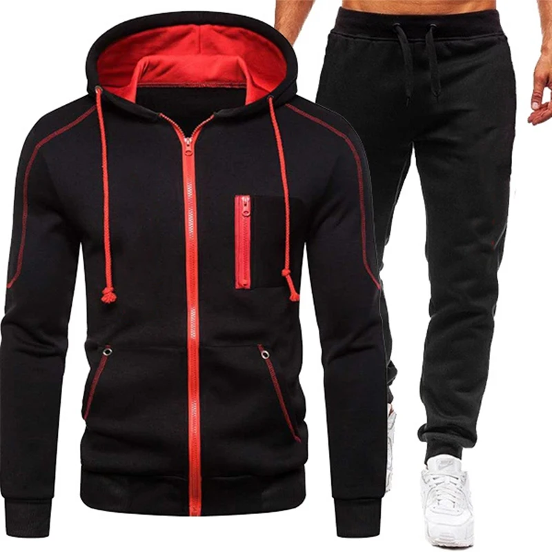 Top Trends: 2023 New Men's Fashion Zipper Jogging Suits Hoodie + Pants Tracksuits Running Clothes Set Shoppable Styles