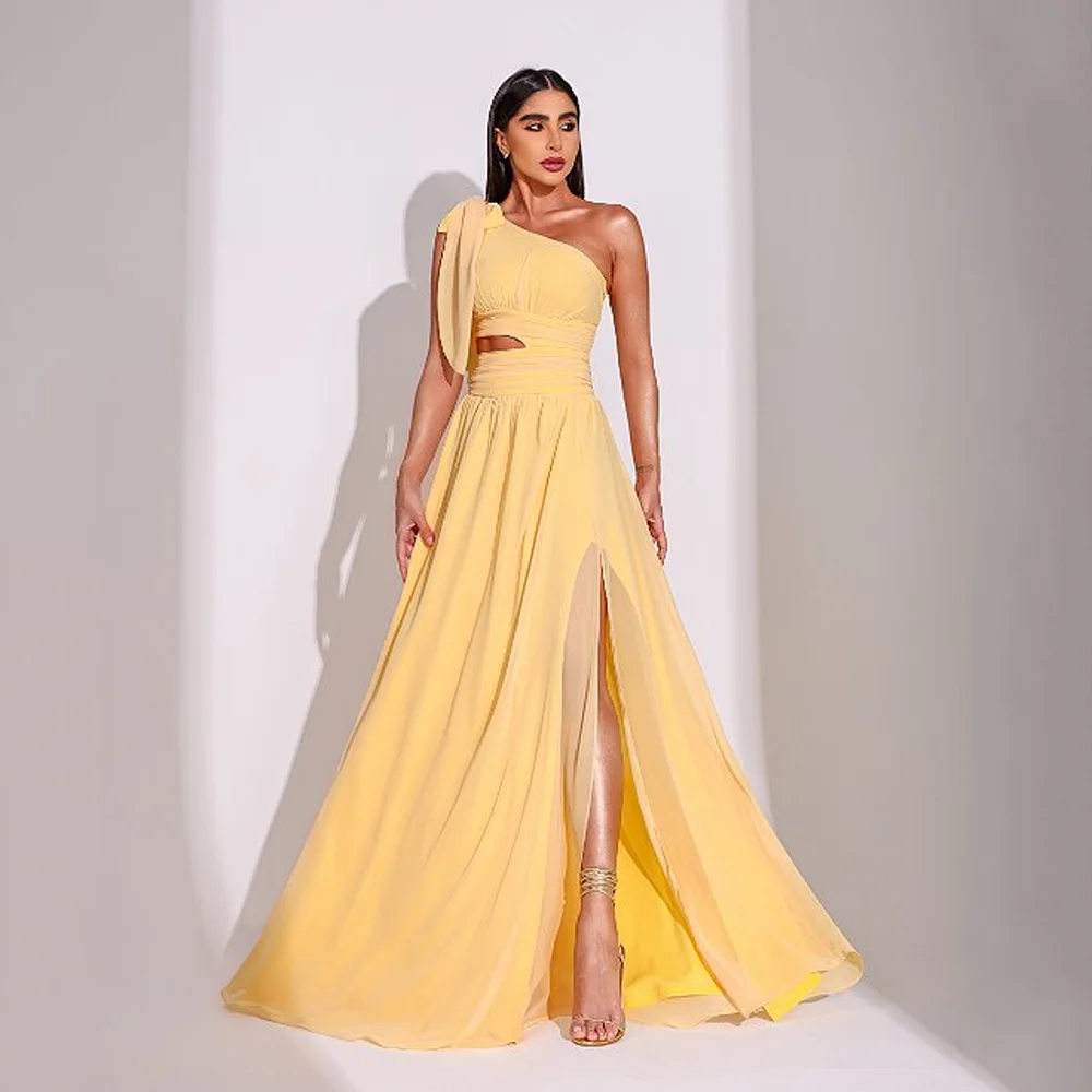 Top Trends: JEHETH Modern Evening Dress One Shoulder Sleeveless A-Line Prom Dress Sexy Chiffon Side Split Empire فساتين للحفلات الراقصة Shoppable Styles - Image 6