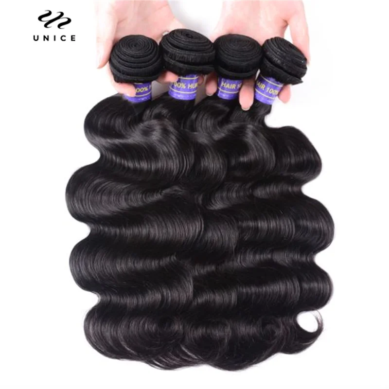 Top Trends: Unice Hair 8A Body Wave Brazilian Hair Weave Bundles 1 / 3 / 4 Piece 8-30inch 2023 Cost Effective Human Hair Bundles Shoppable Styles