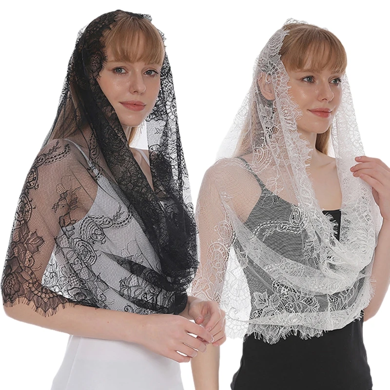 Top Trends: Chapel Veil Catholic Mass Lace Head Scarf For Church Spanish Embroidered Shawl Lace Mantilla Catholic Church Chapel Veil Shoppable Styles