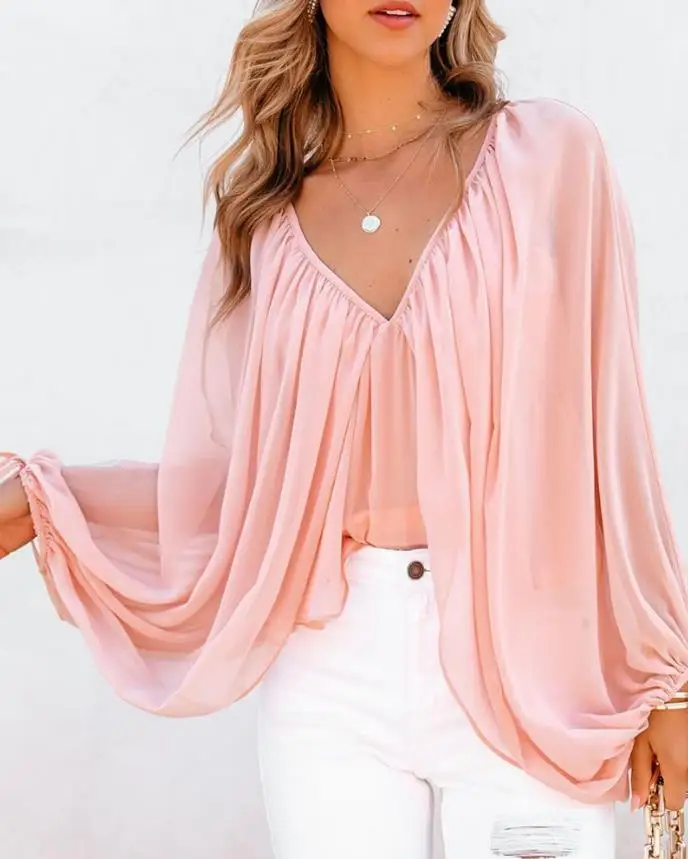 Top Trends: Tied Detail Backless Ruched Batwing Sleeve Top Fashion Woman Blouses Shirt 2023 Clothing T-Shirts Pullover Tops Shoppable Styles