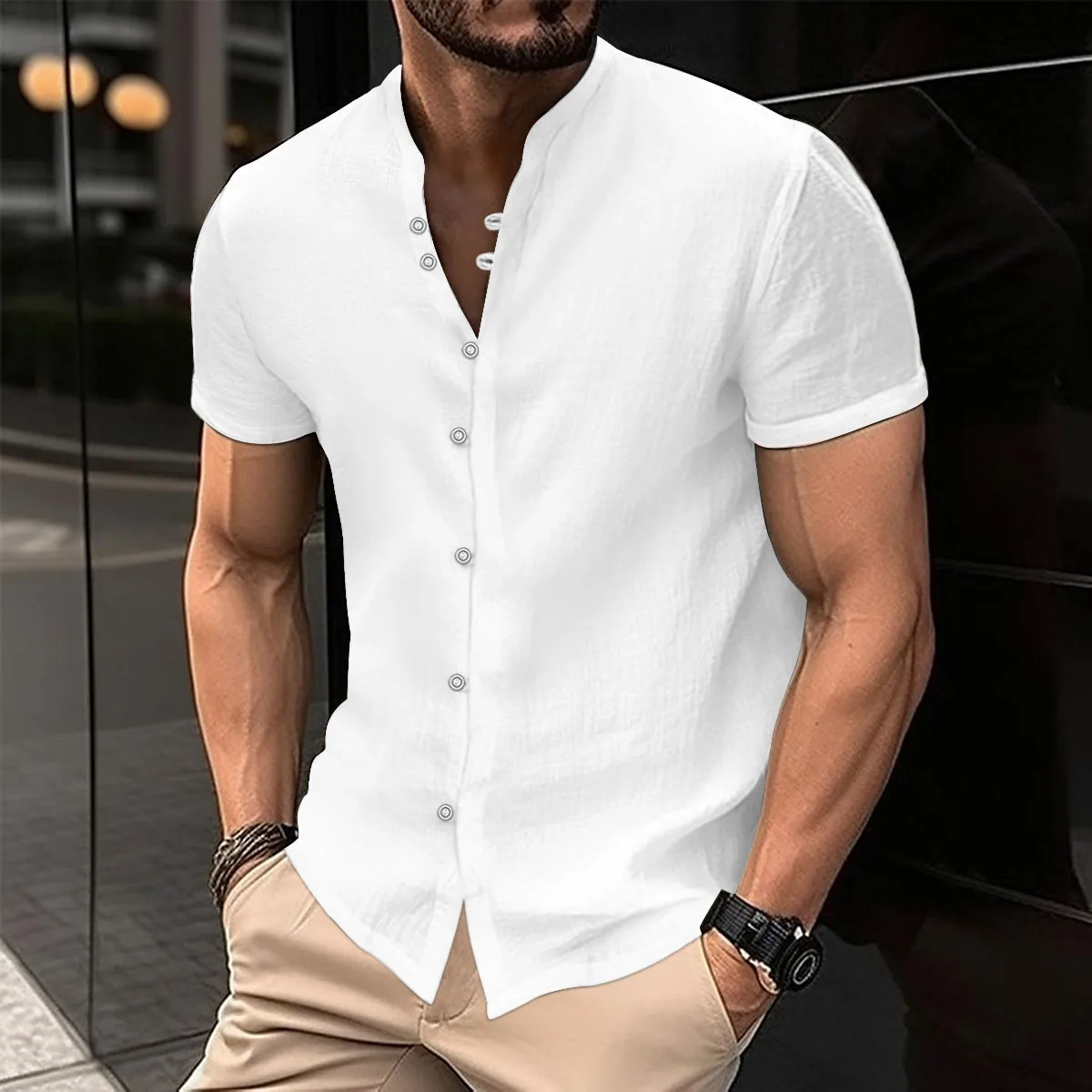 Top Trends: High Quality Men's Spring / Summer New Short Sleeve Cotton Linen Shirts Business Casual Loose Fitting T-shirt Shirts Top Shoppable Styles