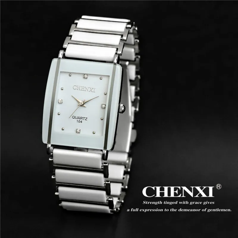 Top Trends: CHENXI Fashion Rectangle Watch Women White Simulated Ceramics Watches Men Women Casual Quartz Wristwatches Relogio Feminino Shoppable Styles