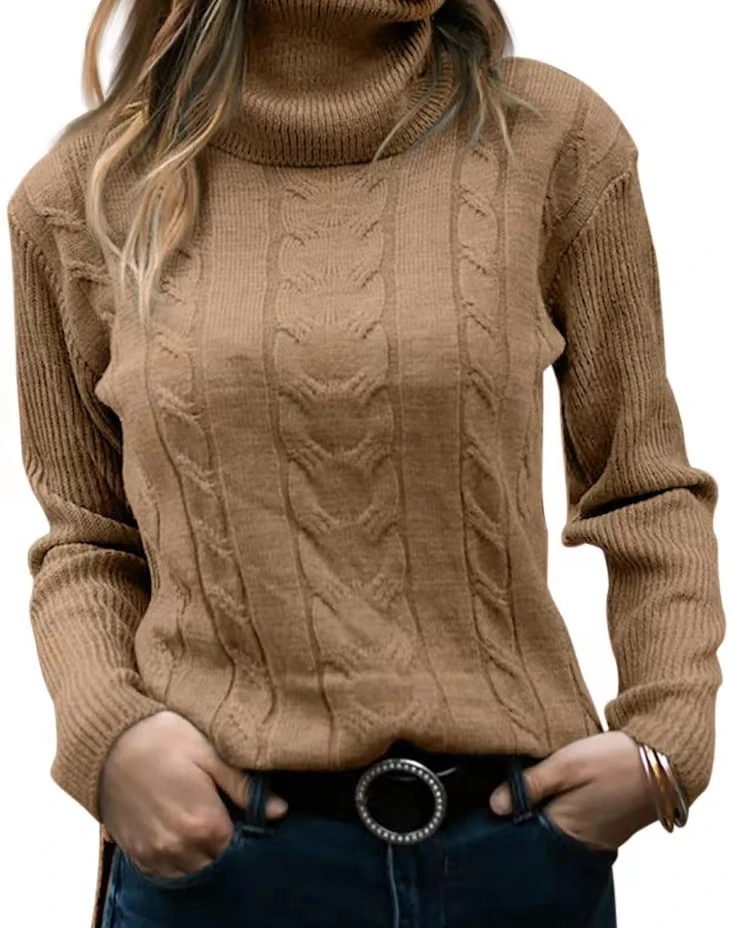 Top Trends: Sweater Women Fashion 2023 Autumn / Winter New Slim Fit Pullover Solid Color High Neck Knit Vintage Long Sleeve Top Women's Female Shoppable Styles