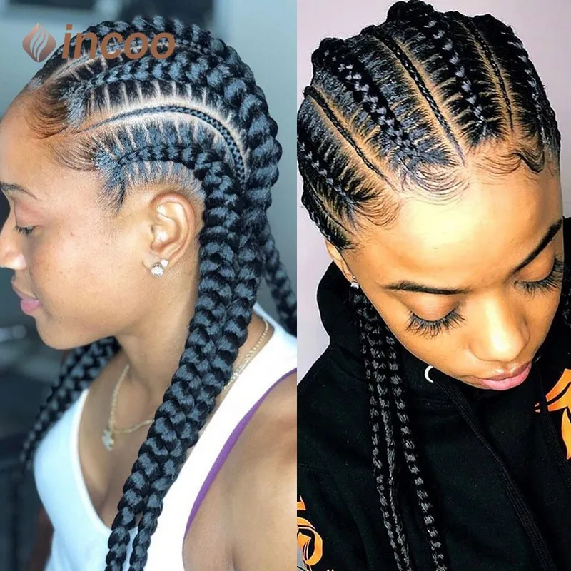 Top Trends: Incoo 36" Full Lace Braided Wigs For Black Women Jumbo Knotless Box Braid Lace Wigs Cornrow Synthetic Wig Braide African Hair Shoppable Styles - Image 3