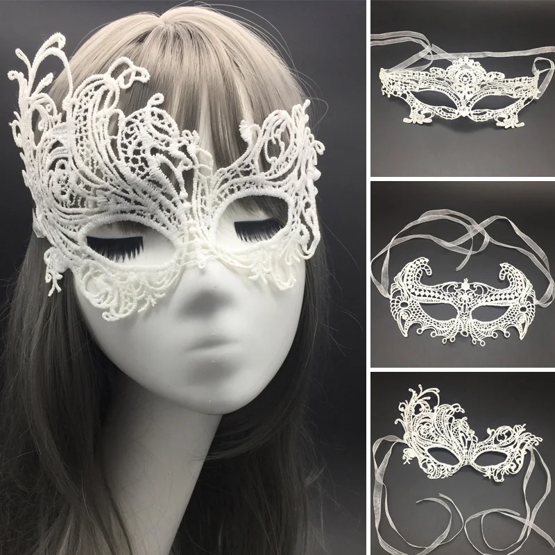 Top Trends: Half Face White Lace Mask Women Girls Sexy Fox Eye Masks Masquerade Party Fancy Dress Cosplay Costume Venetian Masquerade Masks Shoppable Styles