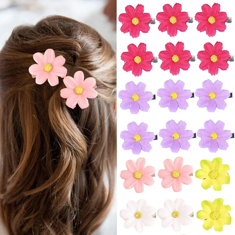 Top Trends: 8Pcs / set Cute Daisy Hair Clips For Baby Girls Mini Flower Hair Pin Barrettes Children Ponytail Holders Hair Accessories Gifts Shoppable Styles