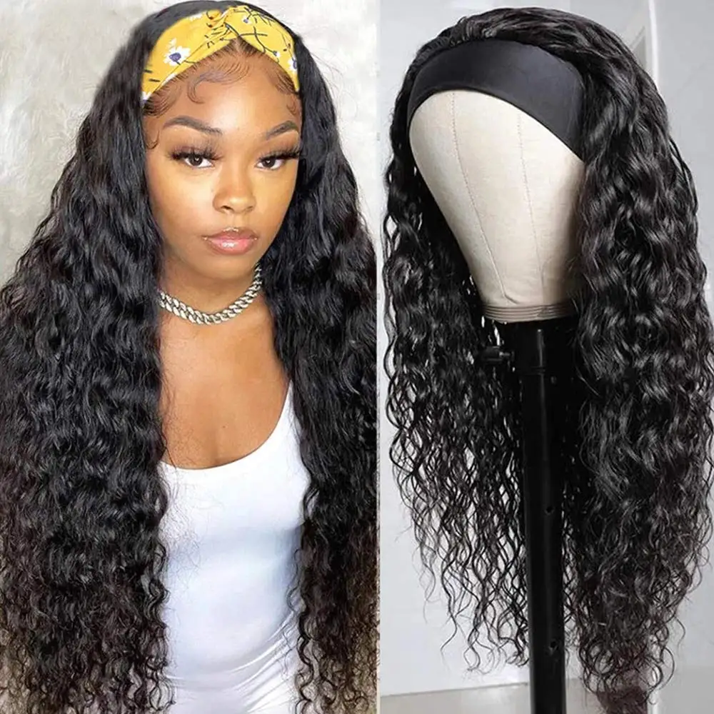 Top Trends: Throw On & Go Deep Wave No Lace Glueless Long Headband Wig Body Wave Human Hair Wigs For Women Short Curly Brazilian Hair Wigs Shoppable Styles