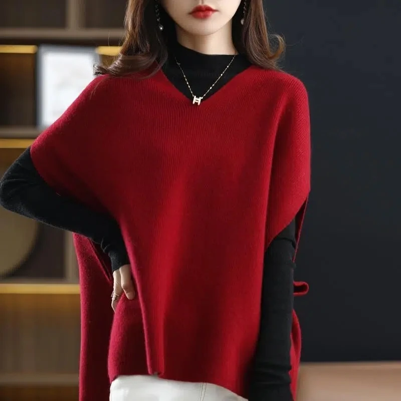 Top Trends: Women&#039;s Clothing Knitted Vest Spring Autumn Loose Woolen Sweatert Batwing Sleeve V-neck Knitted Casual Fashion Knitwear Shoppable Styles