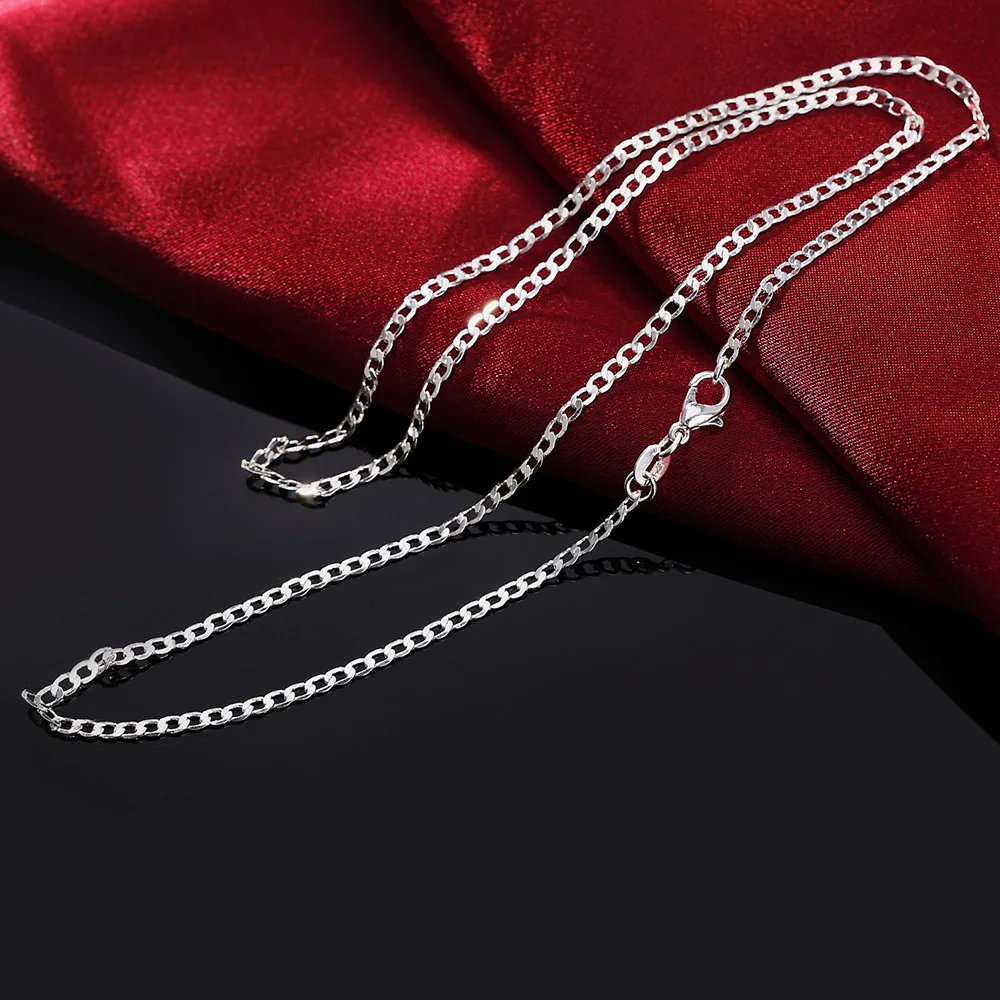 Top Trends: 925 Sterling Silver Necklace 16 / 18 / 20 / 22 / 24 / 26 / 28 / 30 Inches Classic 2MM Flat Sideways Chain For Women Men Jewelry Gift Party Shoppable Styles