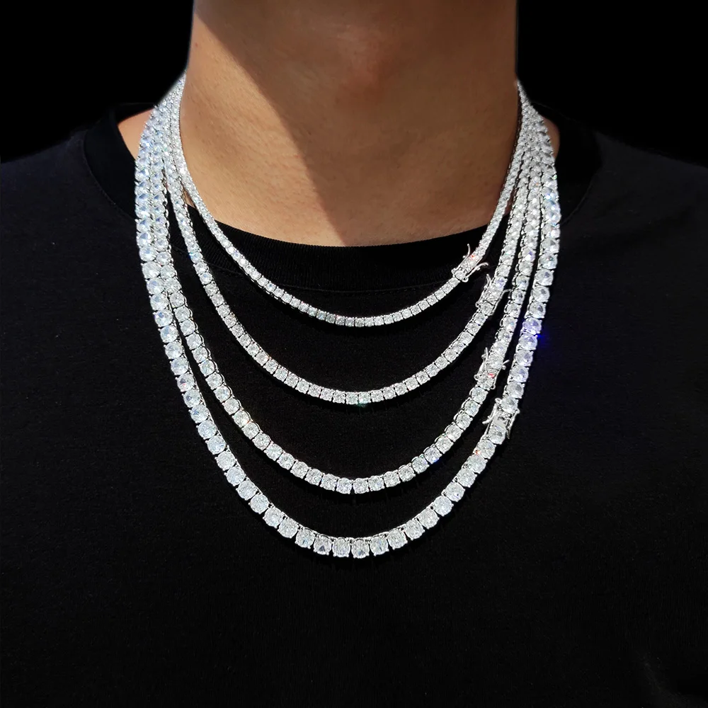 Top Trends: Hip Hop Jewelry Iced Out Tennis Chain Bling CZ Men Diamond Cubic Zirconia Choker Necklace Women Shoppable Styles