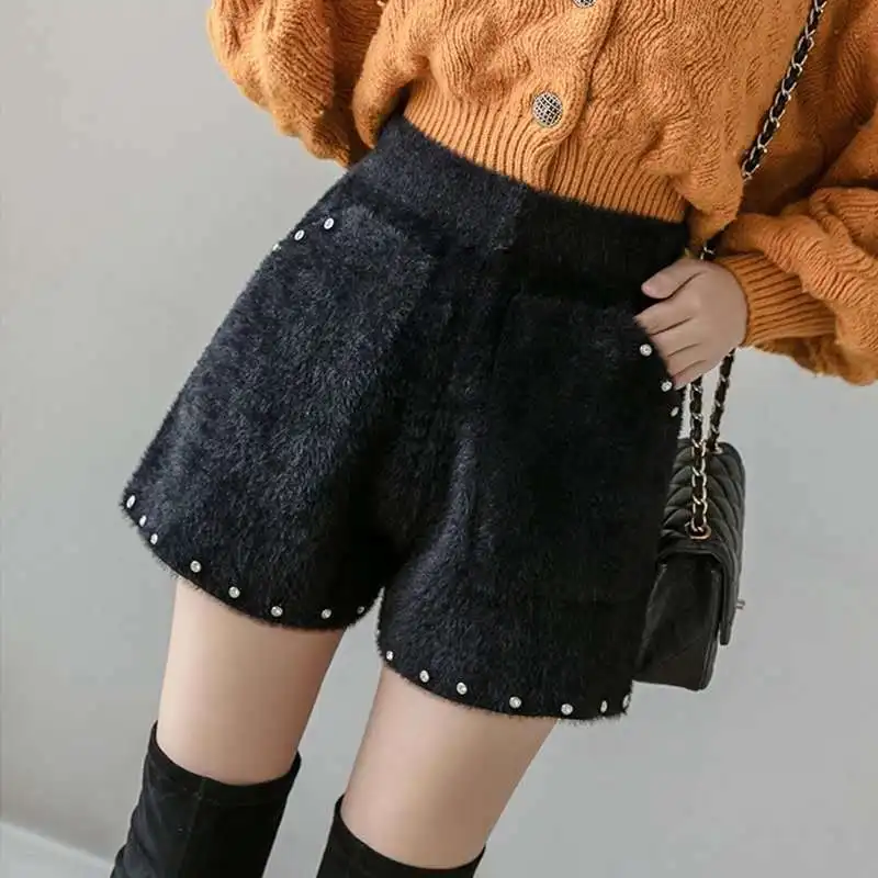 Top Trends: Autumn Winter New Black Elastic Waist All-match Render Pants Solid Lace Patchwork Shorts Y2K Fashion Casual Women Clothing S-L Shoppable Styles