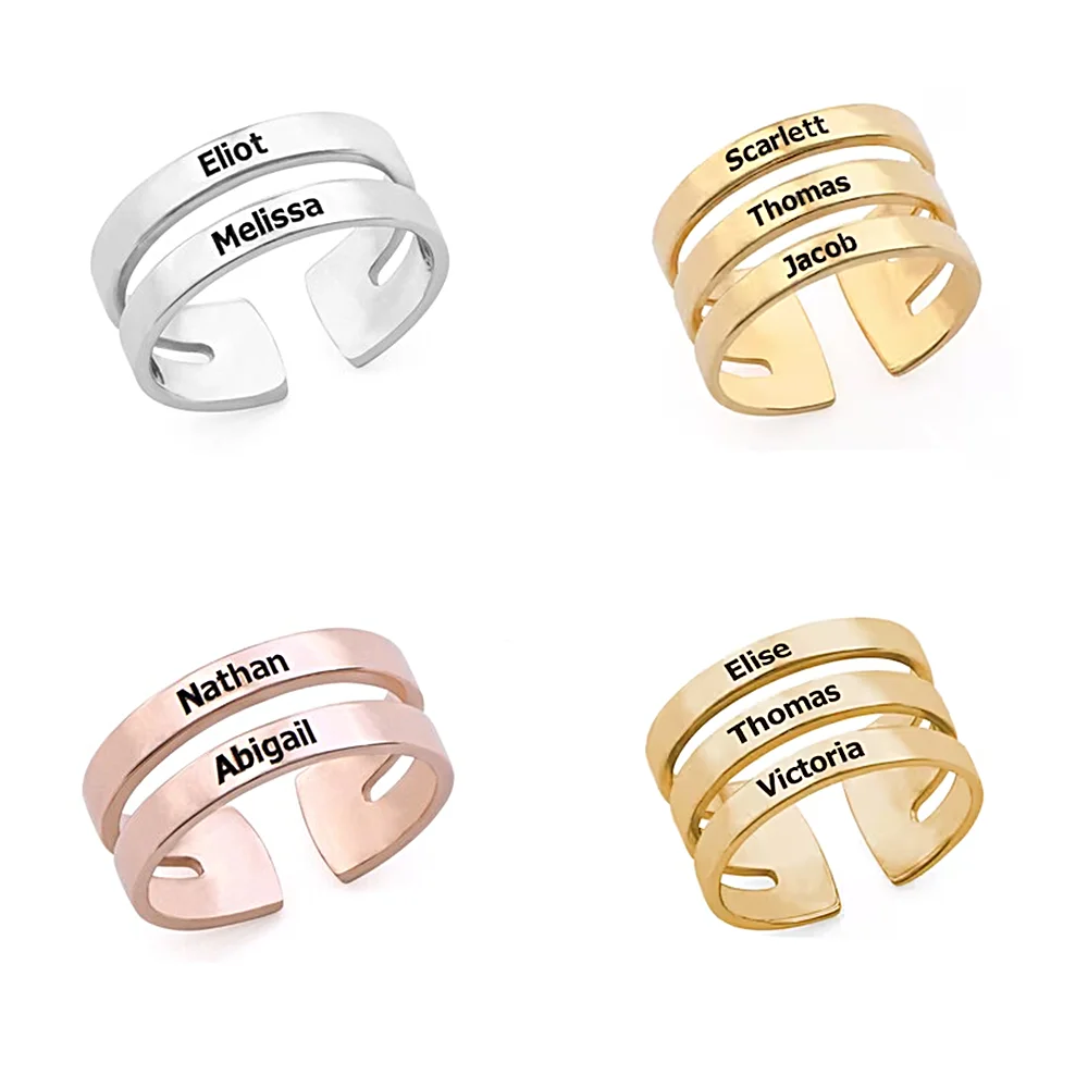 Top Trends: Couple Promise Rings Custom Engraving 1-3 Names Ring For Women Mens Stainless Steel Jewelry Valentine&#039;s Day Gifts Shoppable Styles