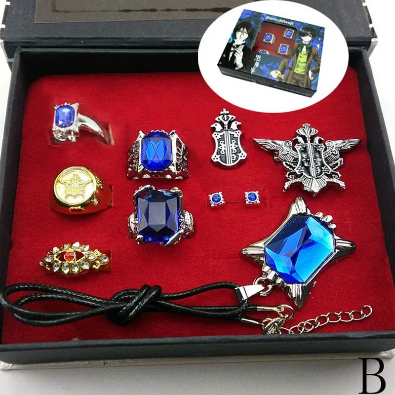 Top Trends: Black Butler Kuroshitsuji Ciel Phantomhive Sebastian Michaelis Alois Trancy's Cosplay Prop Set Ring Necklace Pendant Badge Gift Shoppable Styles