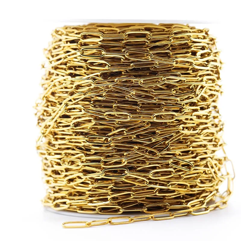 Top Trends: 1 Meter Gold Plated Stainless Steel Rolo Cable Chains 4x12mm Gold Link Chains For DIY Necklace Jewelry Making Findings Wholesale Shoppable Styles