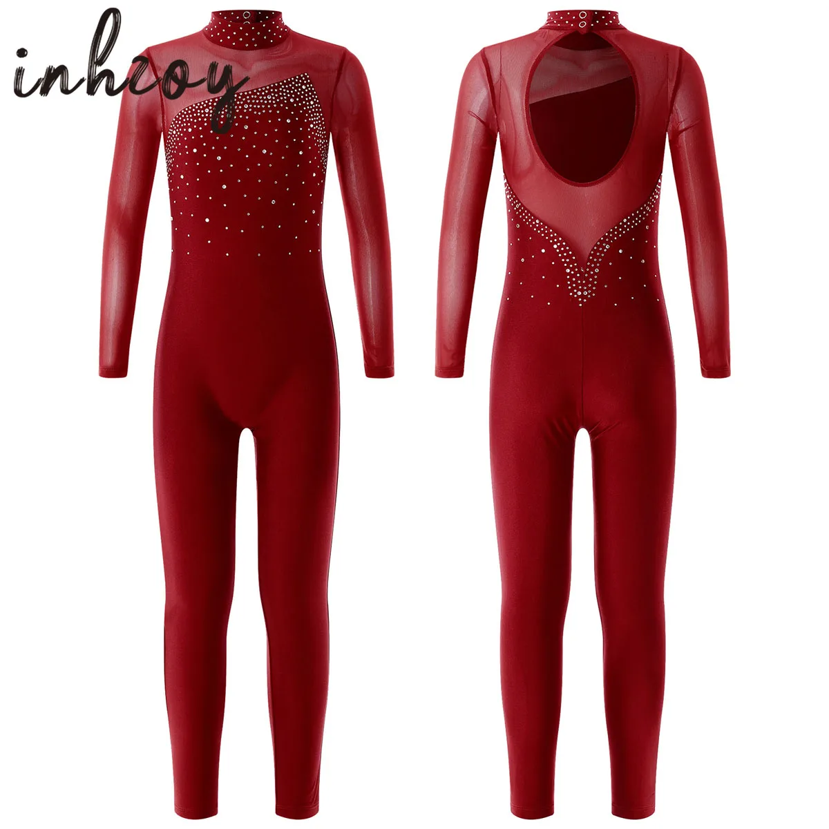 Top Trends: Kids Girls Long Sleeve Shiny Rhinestone Gymnastics Leotards Dancewear Dance Bodysuit Stage Performance Clothes Shoppable Styles