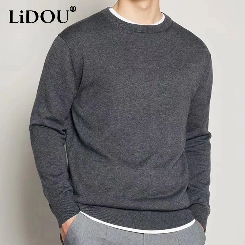 Top Trends: 2023 Spring Autumn New Solid Color Fashion Round Neck Long Sleeve Sweater Man Casual Korean Style All-match Knitting Pullovers Shoppable Styles