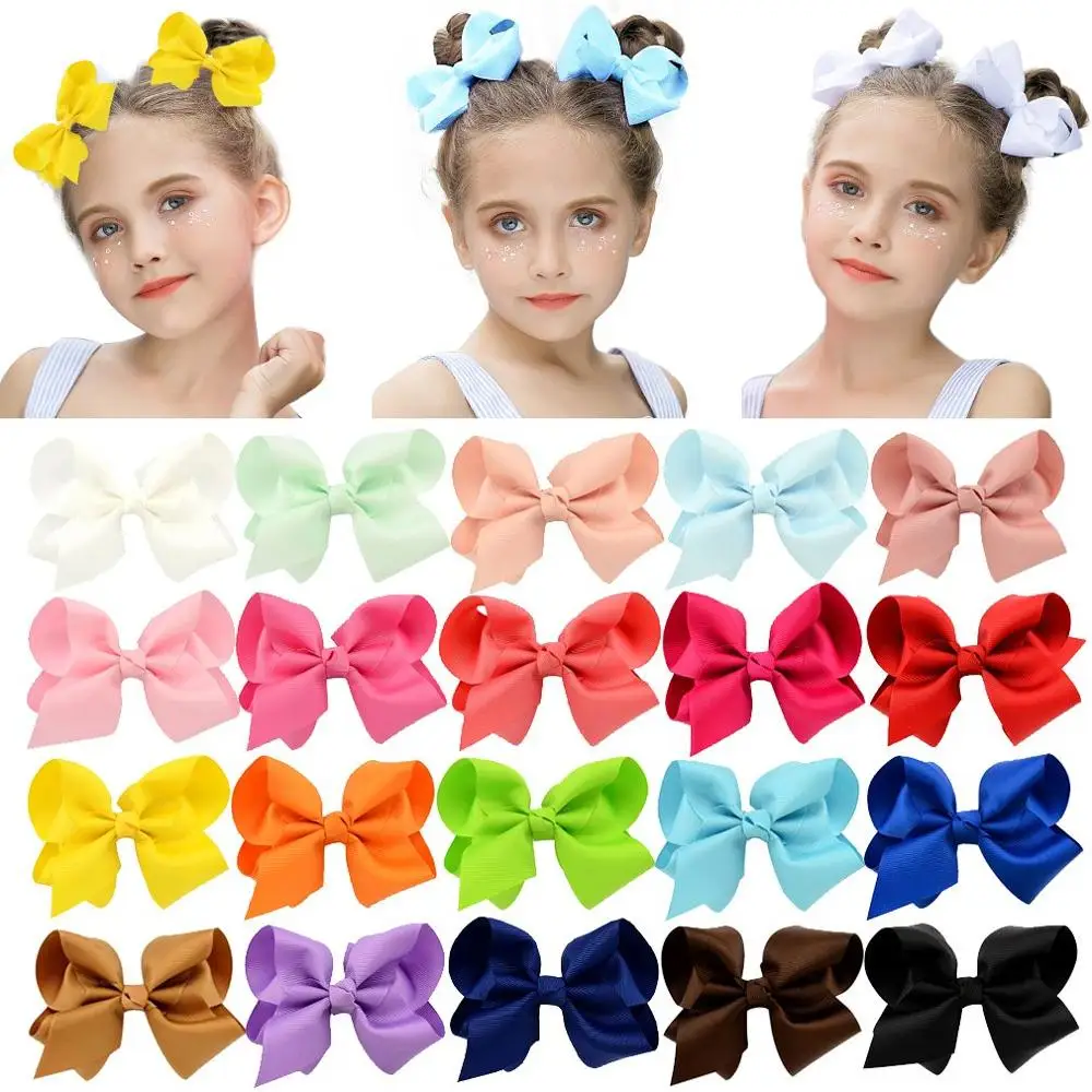 Top Trends: 3 / 4 / 6 / 8inch Boutique Handmade Colorful Solid Ribbon Grosgrain Hair Bow With Clips For Kids Girls Hair Accessories Shoppable Styles