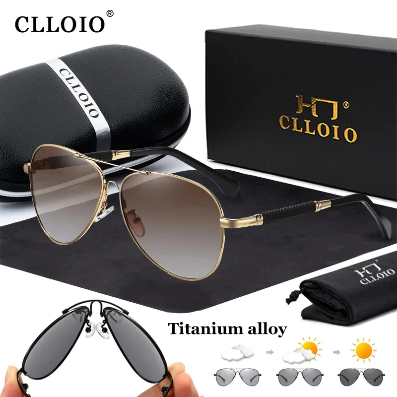 Top Trends: CLLOIO New Titanium Alloy Sunglasses Polarized Men&#039;s Sun Glasses Women Fashion Pilot Gradient Eyewear Photochromic Oculos De Sol Shoppable Styles