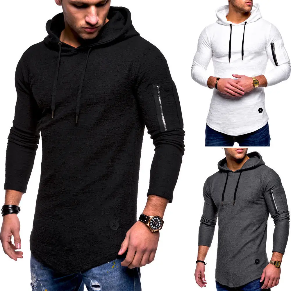 Top Trends: Autumn Gym Men T Shirt Casual Long Sleeve Slim Tops Tees Elastic T-shirt Sports Fitness Breathable Quick Dry Hooded T Shirt Shoppable Styles