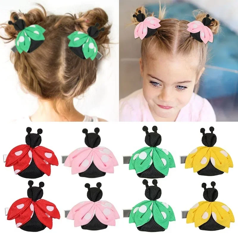 Top Trends: Ncmama 2Pcs Cartoon Ladybug Hairpins For Kids Girl Cute Animals Insects Handmade Hair Clip Child Barrettes Baby Hair Accessories Shoppable Styles