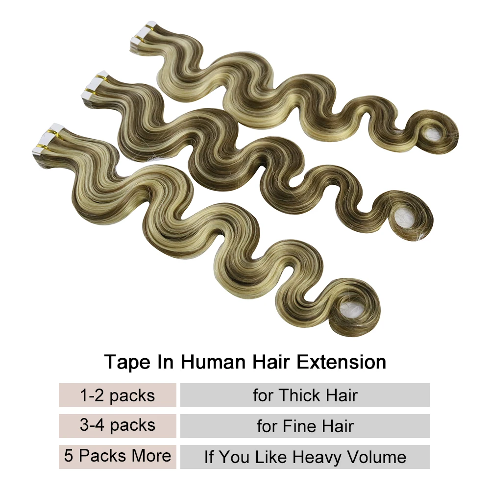 Top Trends: Tape In Hair Extensions Human Hair Body Wave Brazilian Remy Human Hair 2g / pc 2.5g / pc 20pcs Natural Hair Extension Ombre Blonde Shoppable Styles - Image 5