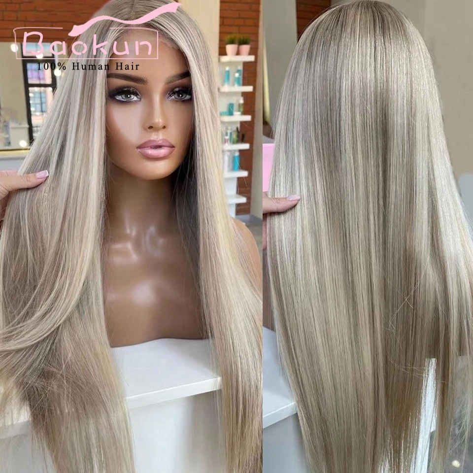 Top Trends: 13x4 Ash Blonde Colored Human Hair Wigs 13x6 Straight Lace Front Wig Brazilian Remy HD Brown Highlighted 360 Lace Frontal Wig Shoppable Styles