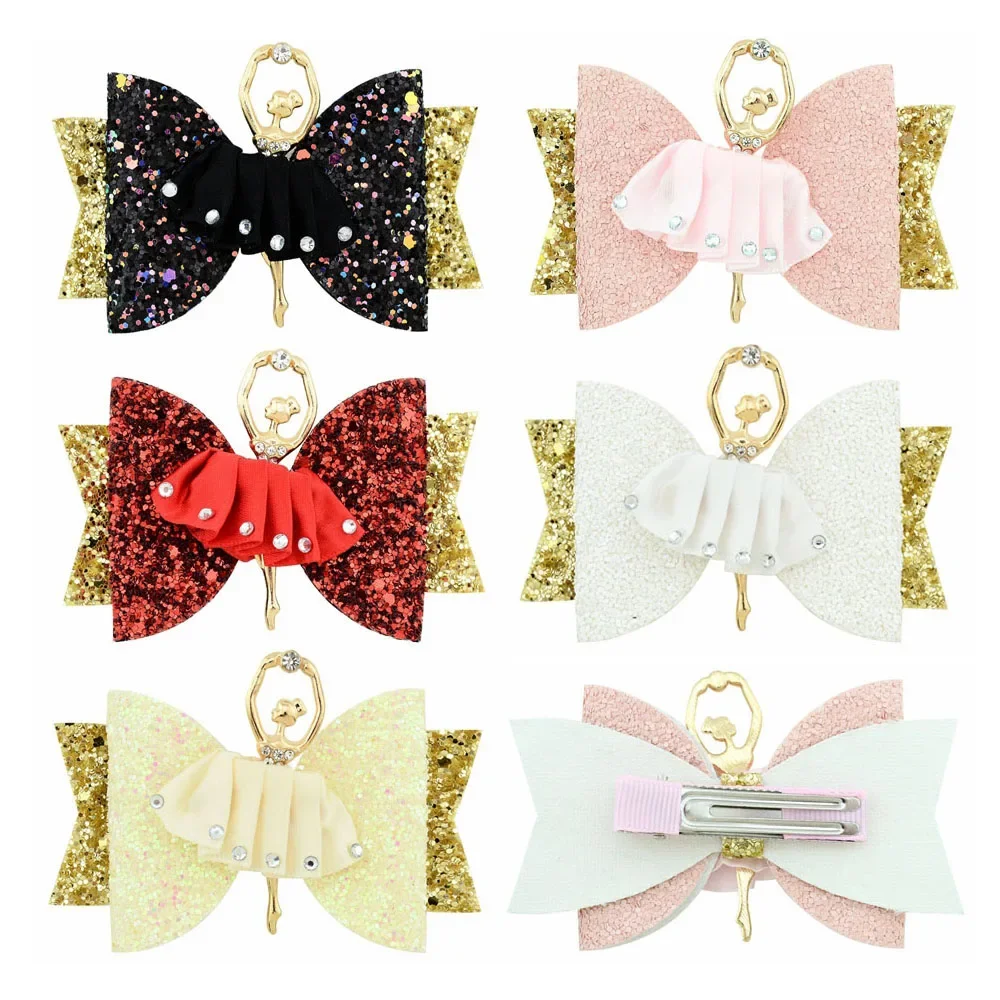 Top Trends: 1Pcs 2.6 Inch Sparkly Glitter Hair Bows With Clip For Baby Girls Solid Ballerina Hairpin Children Barrettes Hair Accessories Shoppable Styles