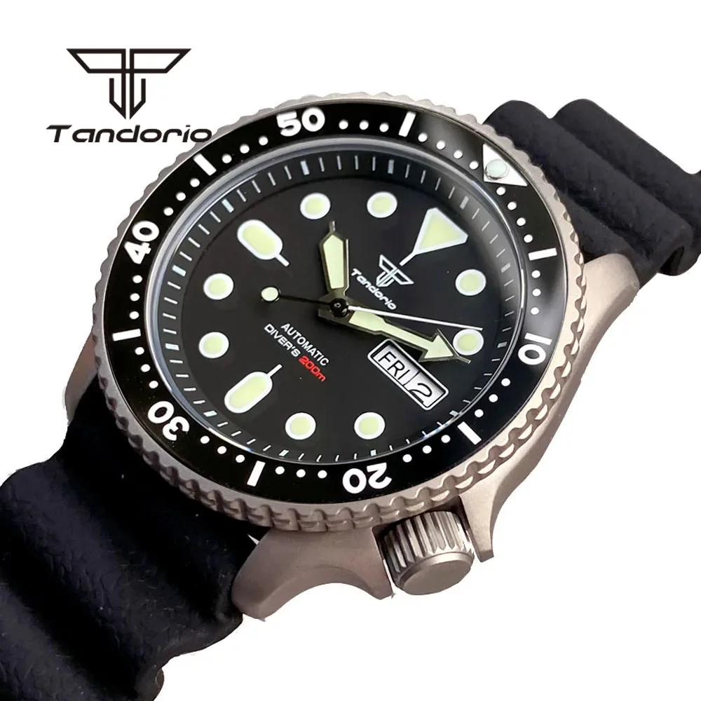 Top Trends: Tandorio NH36 Movement 41mm Titanium Case Date Week Display 20Bar Men&#039;s Automatic Dive Watch Sapphire Glass Rubber Band Luminous Shoppable Styles