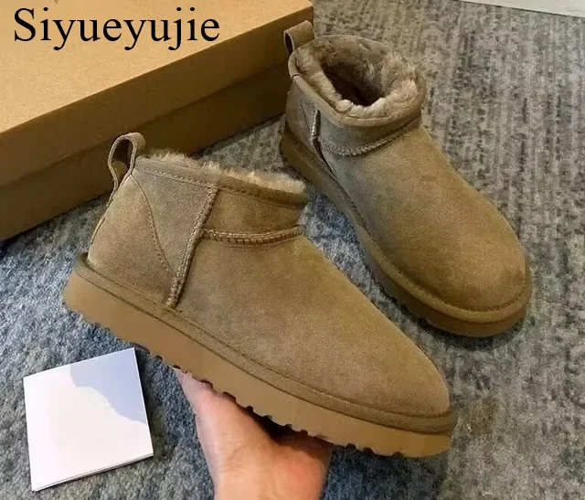 Top Trends: Woman Winter Warm Snow Boots Tazz Fur Real Sheepskin Wool Low-cut Warm Fur Shoes Man And Women Winter Short Boots Big Size 44 Shoppable Styles - Image 4