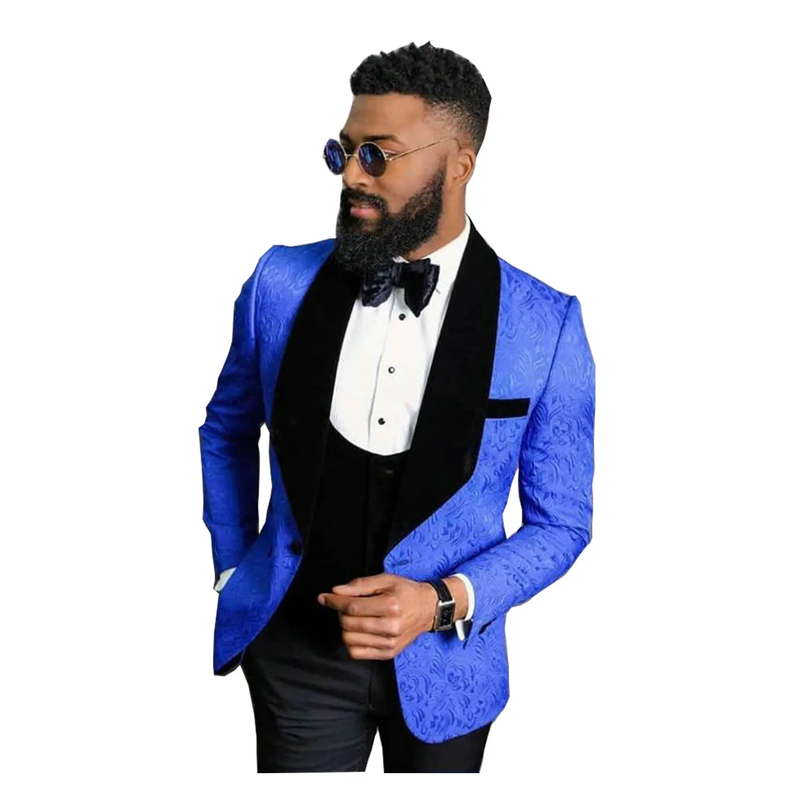 Top Trends: Classic Royal Blue Floral Slim Fit Custom Made Mens Suits 2024 Wedding Suits For Groom Tuxedos 3 Pieces Groomsmen Suits Best Man Shoppable Styles