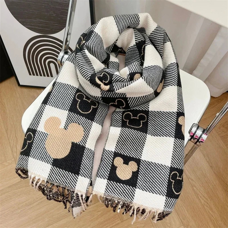 Top Trends: Disney 100th Aniversary Mickey Plaid Scarf Winter Cute Cartoon Print Cashmere Scarf Fashion Warm Soft Scarf Casual Scarf Gift Shoppable Styles